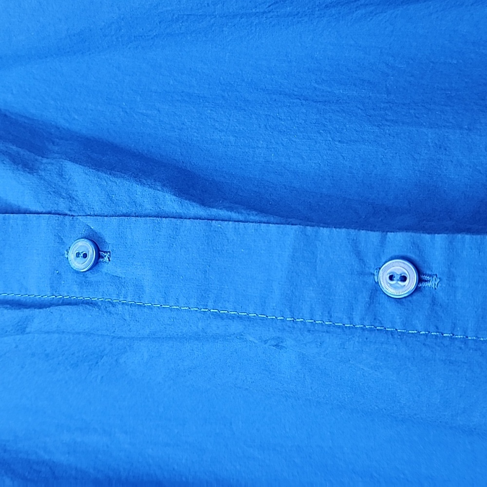 Eileen Fisher Washed Organic Calypso Cotton Poplin Blue Mandarin Collar Shirt - Picture 5 of 11